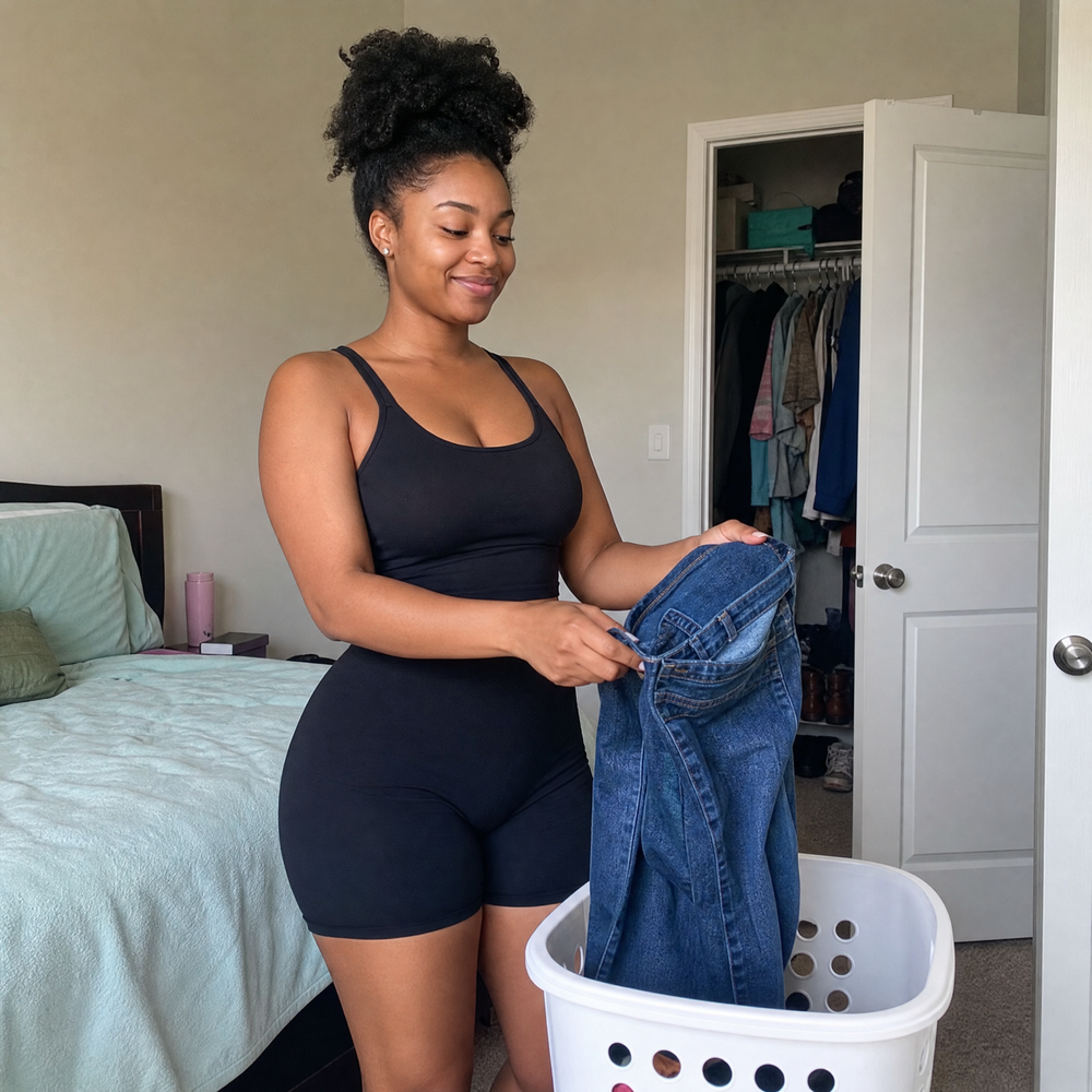 Throwing the old jeans away